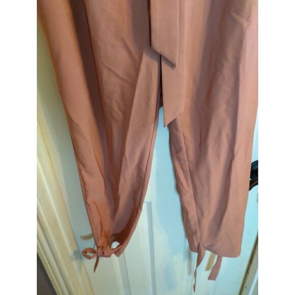 Grace Karen Pants Blush/ Pink Paperbag Waist Cropped Tie Ankles Belt Sz XL - Picture 3 of 10
